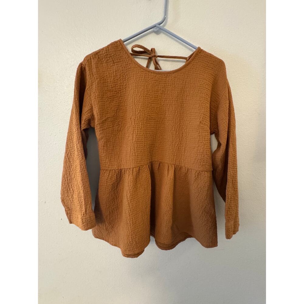 Madewell Toffee Peplum Open-back top women's XS NWT